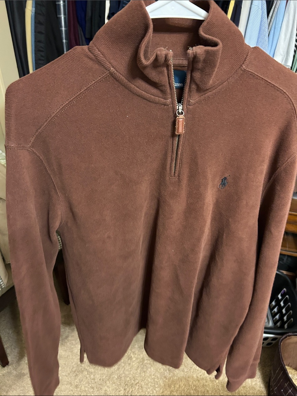Polo by Ralph Lauren Men's Chestnut Brown Half-Zip Sweater